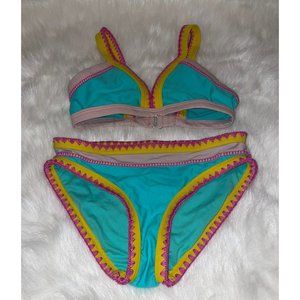 Malibu Design Group Girls Embroidered Retro Style Bikini - Size 14